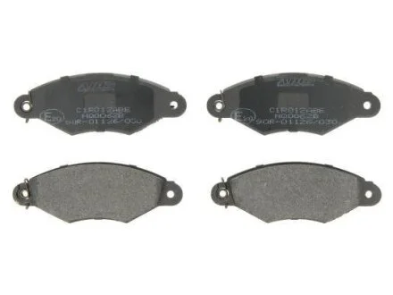 Колодки гальмівні дискові передні RENAULT Kangoo 97-07, Thalia 99-08; PEUGEOT 206 98-12, 306 93-02; CITROEN Xsara 00-06, Xsara 97-00 ABE C1R012ABE