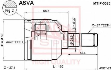 Пильовик комплект ASVA MTIP5025