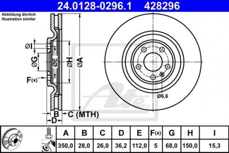 Диск гальмівний зад ATE 24012802961