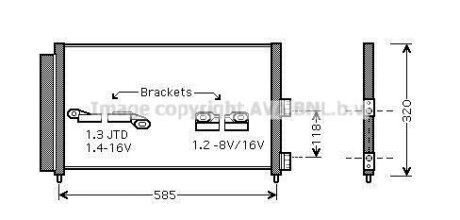 AVA Радіатор кондиціонера Idea, Doblo, Punto, Lancia 02- AVA COOLING FT5289D