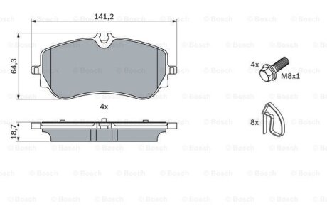ДИСКОВI КОЛОДКИ ЗАДНI BOSCH 0986424875