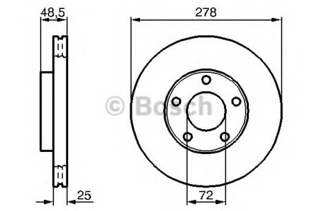 ДИСК ГАЛЬМIВНИЙ ПЕРЕДНIЙ COATED BOSCH 0986479C68