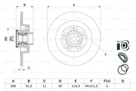 ДИСК ГАЛЬМIВНИЙ ПЕРЕДНIЙ BOSCH 0986479F42