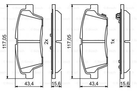 Комплект гальмівних колодок з 4 шт. дисків BOSCH 0986494766 (фото 1)