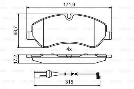 ДИСКОВI КОЛОДКИ ПЕРЕДНI BOSCH 0 986 494 844