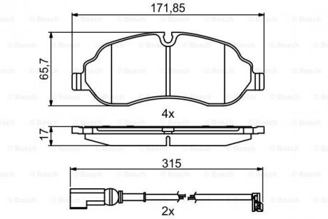 Комплект гальмівних колодок з 4 шт. дисків BOSCH 0986494845 (фото 1)