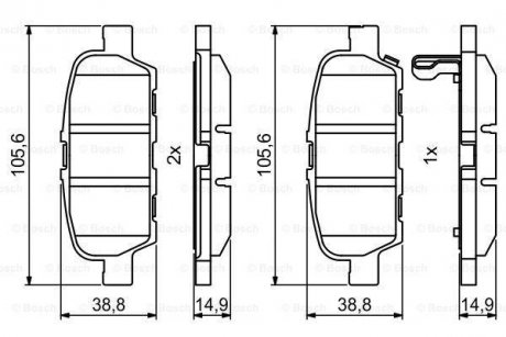 Комплект гальмівних колодок з 4 шт. дисків BOSCH 0986494857