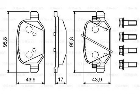 Комплект гальмівних колодок з 4 шт. дисків BOSCH 0986494934