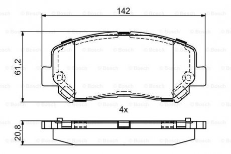 Комплект гальмівних колодок з 4 шт. дисків BOSCH 0986495405 (фото 1)