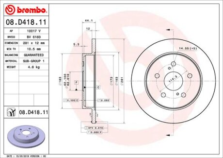 Диск гальмівний BREMBO 08.D418.11