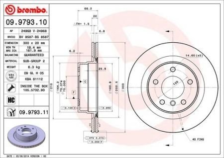 Диск гальмівний BREMBO 09.9793.11