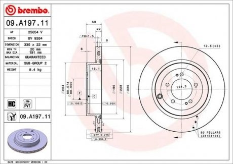 Диск гальмівний BREMBO 09.A197.11 (фото 1)