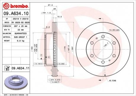 Диск гальмівний BREMBO 09.A634.10 (фото 1)