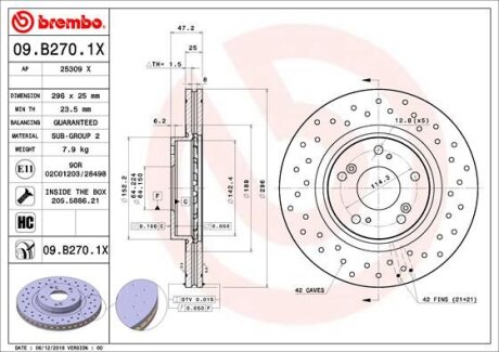 Brake disk BREMBO 09.B270.1X