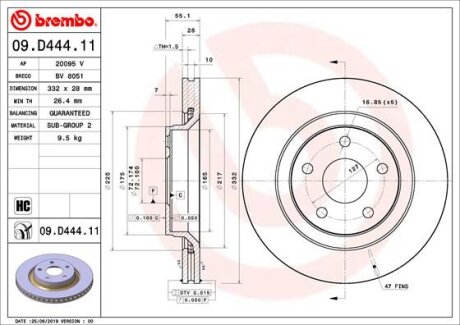 ГАЛЬМІВНИЙ ДИСК BREMBO 09.D444.11