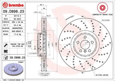 Диск гальмівний BREMBO 09.D898.23