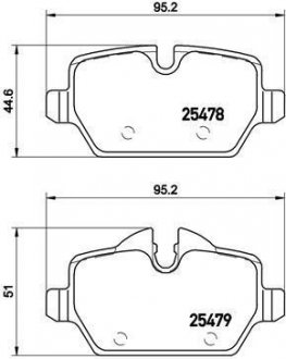 Комплект гальмівних колодок з 4 шт. дисків BREMBO P06080 (фото 1)