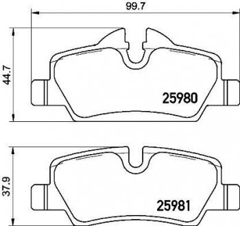 Комплект гальмівних колодок з 4 шт. дисків BREMBO P06090 (фото 1)