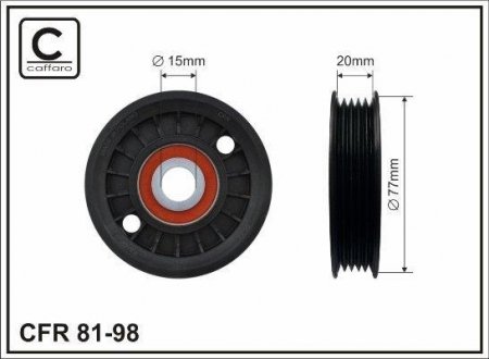 Ролик 77X20.5X15 полiклинового паска VW Passat CAFFARO 8198 (фото 1)