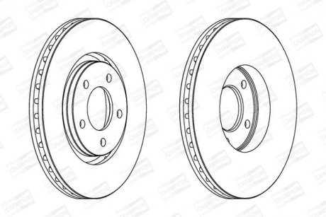 Гальмівний диск передній CHRYSLER GRAND VOYAGER, VOYAGER/ DODGE CARAVAN/ FIAT FREEMONT CHAMPION 562292CH (фото 1)