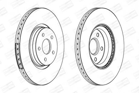 Гальмівний диск передній Ford Focus II, III, Kuga II, Transit Connect / Volvo C70, S40, V40, V50 CHAMPION 562434CH1