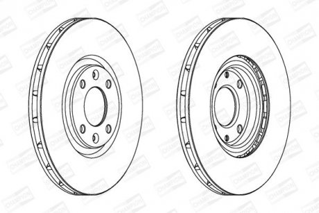 Гальмівний диск передній Opel Mokka / Peugeot 2008, 208, 3008, 308, 5008 / Citroen C4 / DS 3, 4, 5 CHAMPION 562641CH (фото 1)