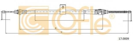 Трос ручного тормоза задний правый COFLE 17.0009