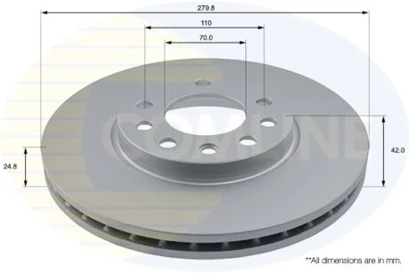 Comline - Диск гальмівний вентильований з покриттям COMLINE ADC1113V