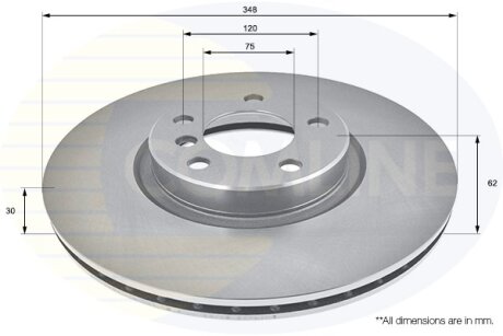 - Диск гальмівний вентильований з покриттям COMLINE ADC1755V