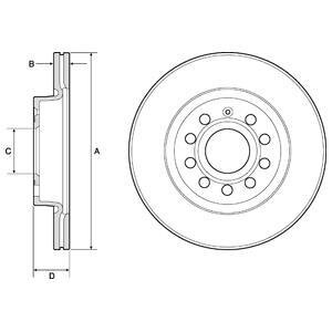 Диск гальмівний (передній) Audi A3/Skoda Octavia/VW Caddy/Golf 03- (280x22) Delphi BG3832C