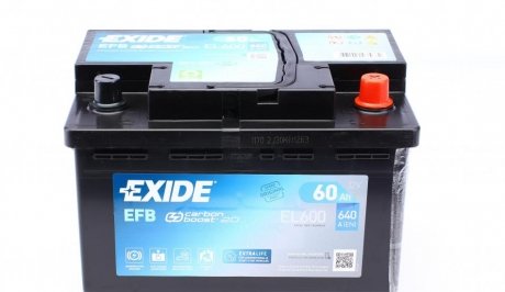 Акумулятор Start-Stop EFB (242×175×190), 60Ач, 640А, R+ EXIDE EL600 (фото 1)