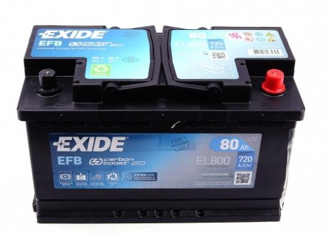 Батарея акумуляторна Start-Stop EFB 12В 80Аг 720А(EN) R+ EXIDE EL800 (фото 1)