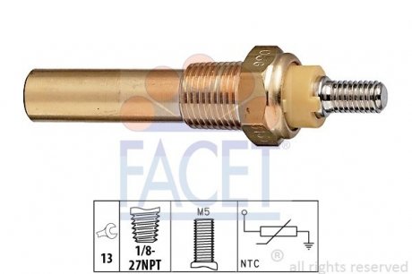 Датчик температури охолоджувальної рідини FACET 7.3135 (фото 1)