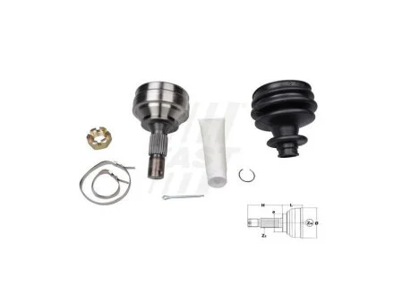 ШРКШ зовнішній комплект PEUGEOT Partner 08-, 308 (T7) 07-19, 307 01-11, 208 12-20, 5008 09-16, 207 06-15, 308 (T9) 13-, RCZ 09-15, 3008 09-16; CITROEN Berlingo 08-18, C4 04-11, C4 10-20, C3 09-16, C3 Picasso 09-17, C4 Picasso 06-13, C4 Picasso 13-18, FAST FT25089K