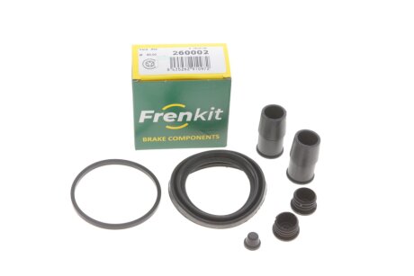 Ремкомплект гальмівного супорта переднього VW LT28-55 96-06; AUDI 100 82-91; FORD Escape 00-07, Maverick 00-07; MERCEDES-BENZ Sprinter 906 06-18, Sprinter 909 18-; BMW X5 E53 00-07, Z4 E85-86 02-08; MAZDA Tribute 00-07; LAND ROVER Range Rover 02-12; FRENKIT 260002
