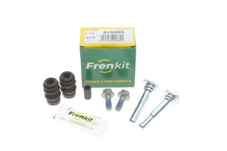 Ремкомплект напрямних супорту TOYOTA Aygo 05-14; FIAT Doblo 00-09; HONDA CR-V 07-12; MERCEDES-BENZ Vito W639 03-14; PEUGEOT Bipper 08-17; CITROEN Nemo 08-17; OPEL Corsa D 06-15; SUZUKI Ignis 03-08; ALFA ROMEO MiTo 08-18; LANCIA Delta 08-14 FRENKIT 810005