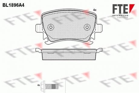 Комплект гальмівних колодок (дискових) FTE BL1896A4