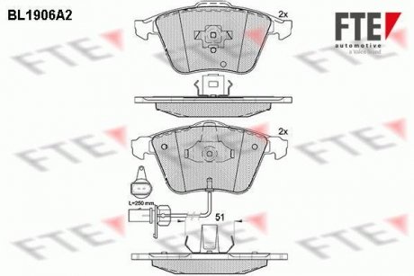 Комплект гальмівних колодок (дискових) FTE BL1906A2