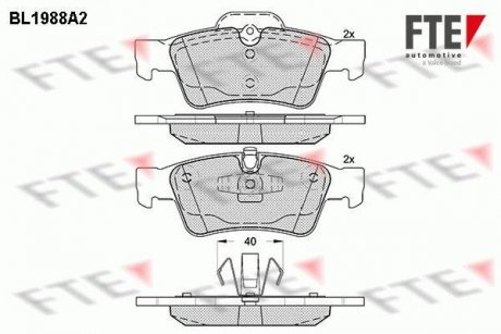 Комплект гальмівних колодок (дискових) FTE BL1988A2