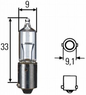 Лампа розжарювання, H10W 12V 10W BA9s HELLA 8GH002473191