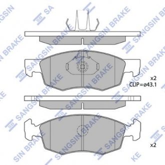 Комплект гальмівних колодок з 4 шт. дисків Hi-Q (SANGSIN) SP1198