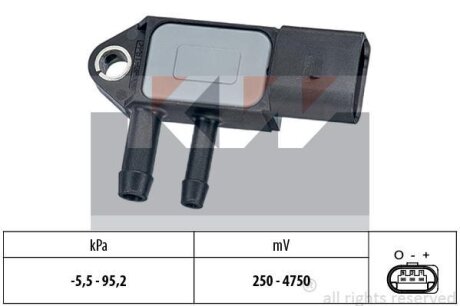 Датчик тиску вихлопних газів (аналог EPS 1.993.263/Facet 10.3263) KW 493 263