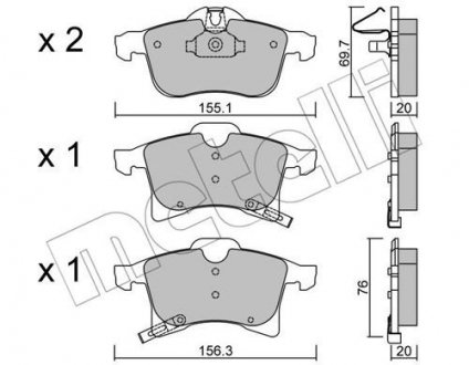 Комплект гальмівних колодок з 4 шт. дисків Metelli 22-0539-0 (фото 1)