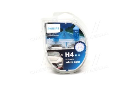 H4 Diamond Vision 12V 60/55W P43T-38 Set 2pc. PHILIPS 12342DVS2