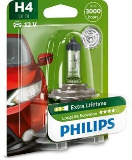H4 LongLife EcoVision 12V 60/55W P43t-38 Blst. 1 pc. PHILIPS 12342LLECOB1