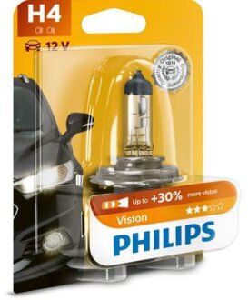 H4 Vision (+30%) 12V 60/55W P43t-38 Blst. 1 pc. PHILIPS 12342PRB1