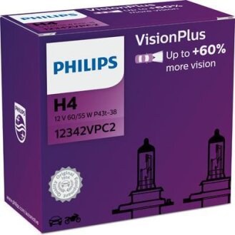 H4 VisionPlus (+60%) 2pc. PHILIPS 12342VPC2