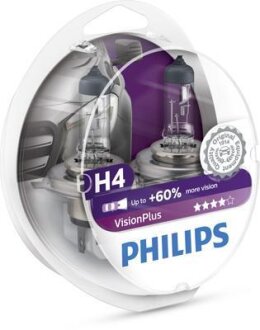 H4 VisionPlus (+60%) 12V 60/55W P43t-38 Set 2 pc. PHILIPS 12342VPS2