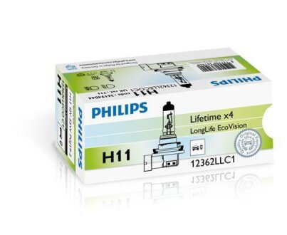 H11 LongLife EcoVision 12V 55W PGJ19-2 PHILIPS 12362LLECOC1
