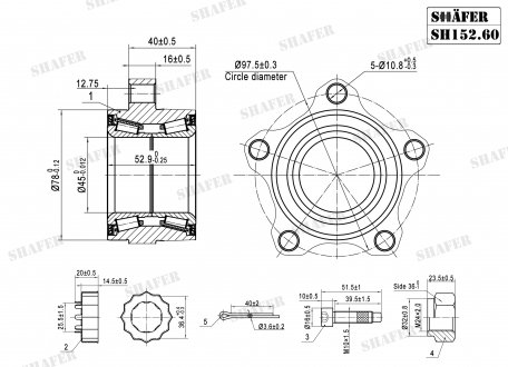 Підшипник передній Ford Transit, 00-06 (45x53x78), монт. ккт.+ SHAFER SH15260K (фото 1)